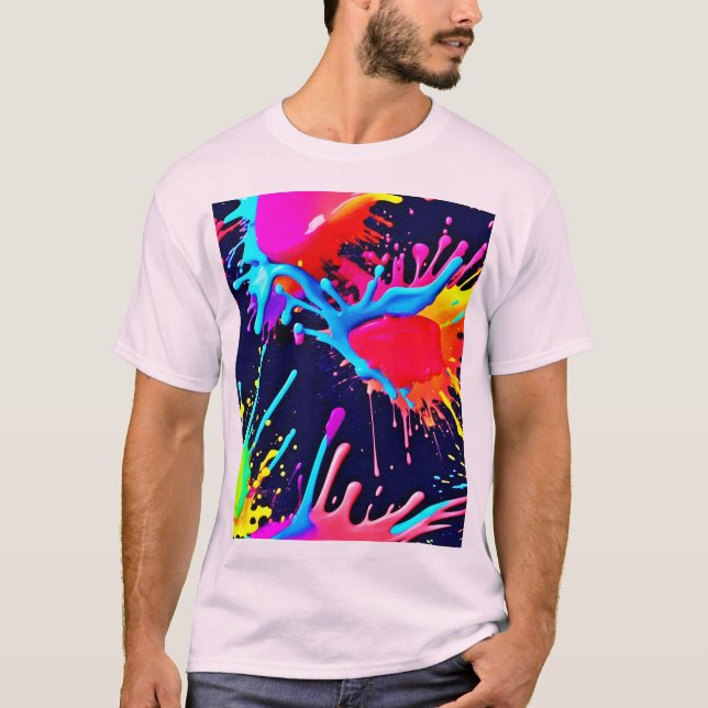 Electric Splashes of Vivid Colours T-Shirt (Front)
