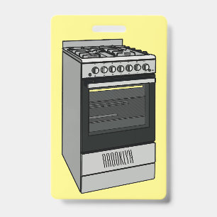 Electric stove cartoon illustration badge