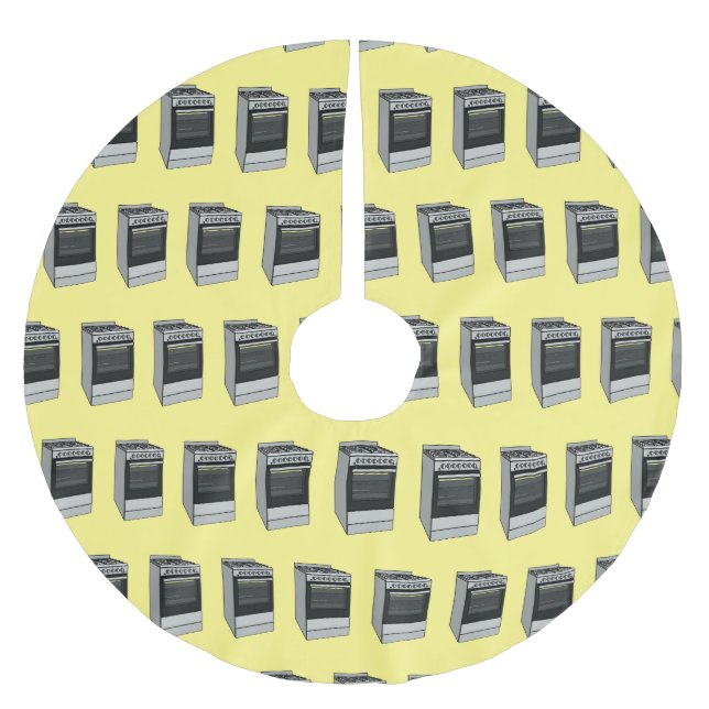 Electric stove cartoon illustration brushed polyester tree skirt (Front)