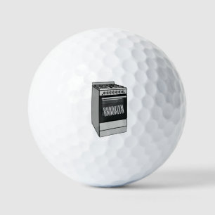 Electric stove cartoon illustration golf balls