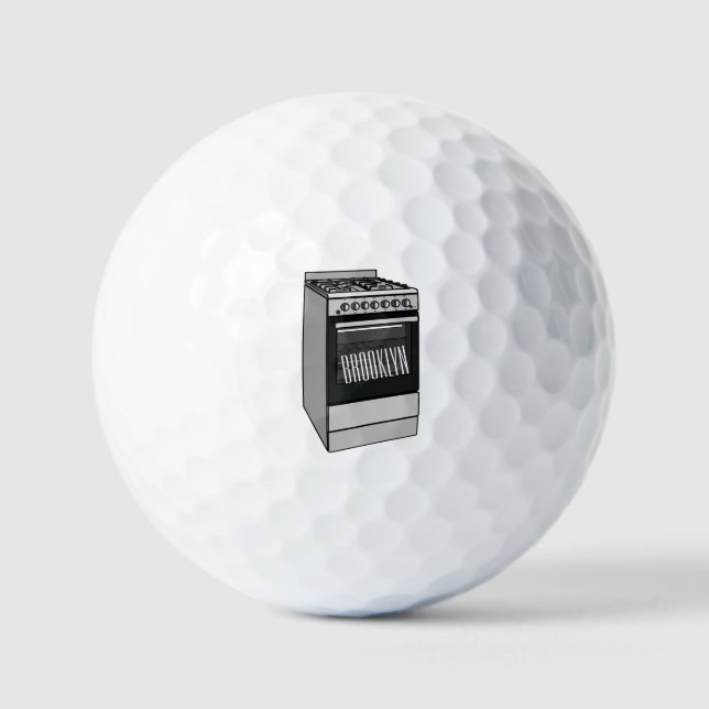 Electric stove cartoon illustration golf balls (Front)