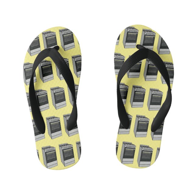 Electric stove cartoon illustration kid's flip flops (Footbed)