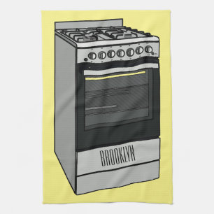 Electric stove cartoon illustration kitchen towel