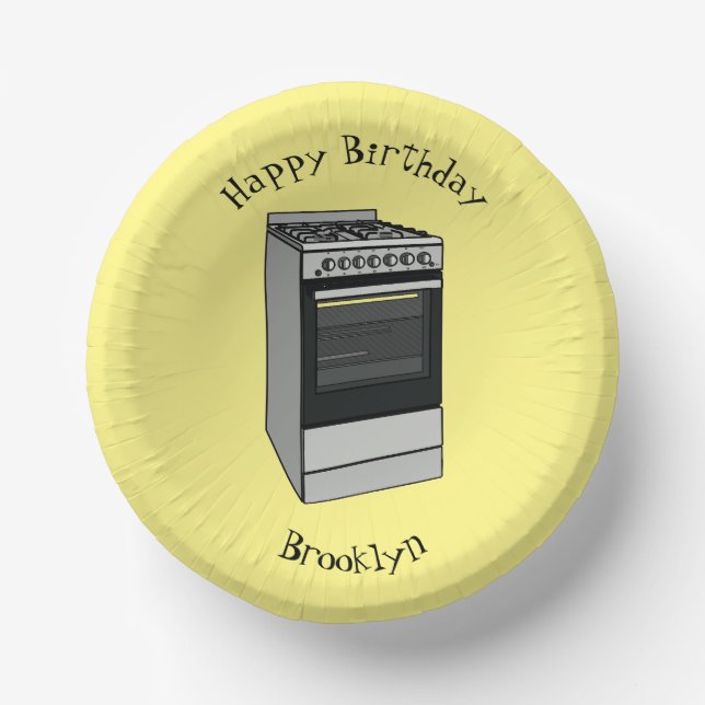 Electric stove cartoon illustration paper plate (Front)