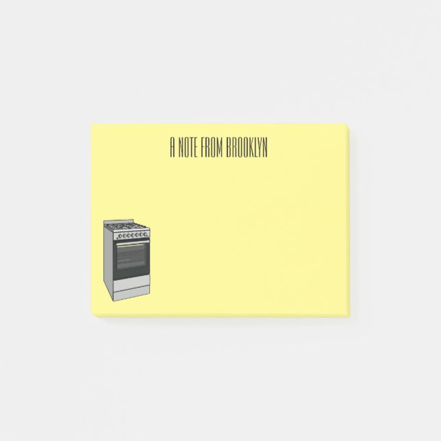 Electric stove cartoon illustration post-it notes (Front)