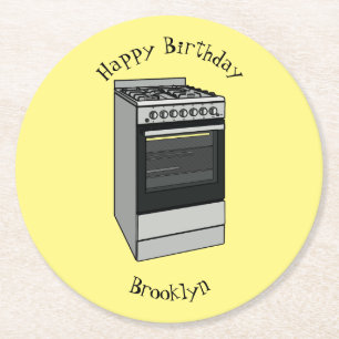 Electric stove cartoon illustration round paper coaster