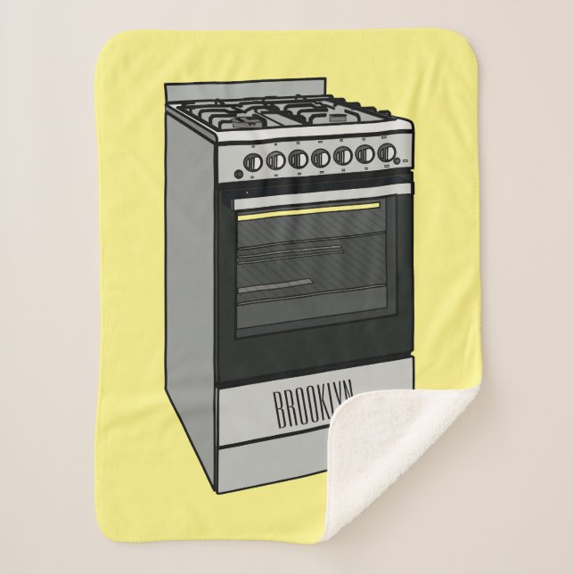 Electric stove cartoon illustration sherpa blanket (Front)