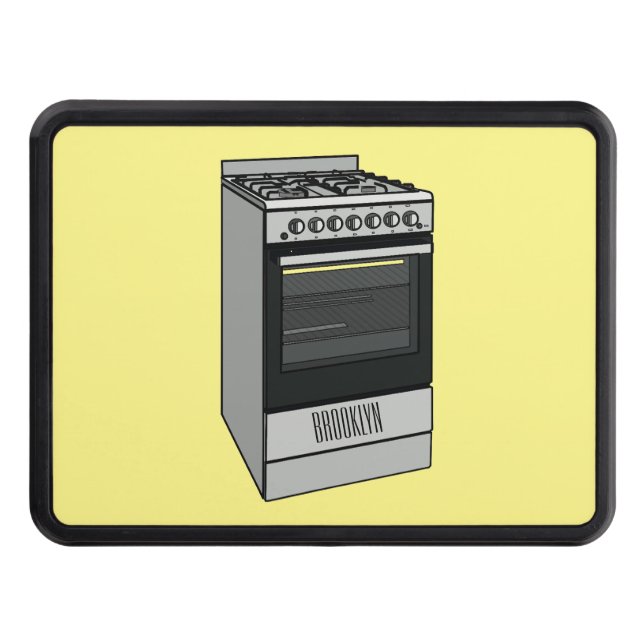 Electric stove cartoon illustration trailer hitch cover (Front)
