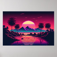 Electric Sunset Symphony: A Synthwave Ode to Natur