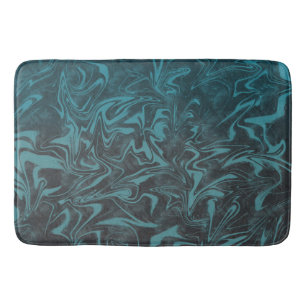 Electric Teal Blue Marble Swirl Bath Mat