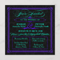 Electric Teal & Purple Green Poster Style Wedding