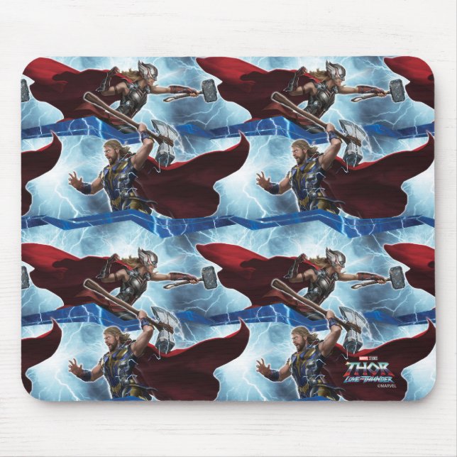 Electric Thor and Mighty Thor Pattern Mouse Pad (Front)