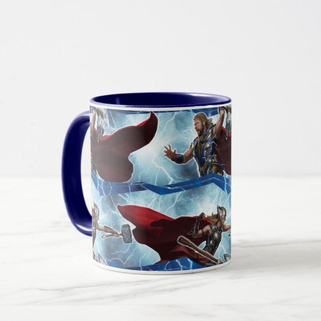 Electric Thor and Mighty Thor Pattern Mug (Front Left)