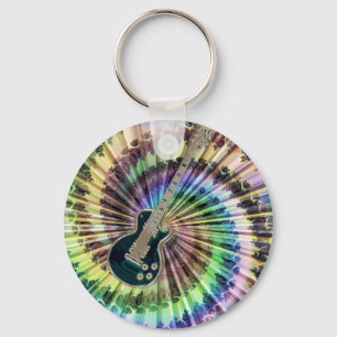 Electric Tie-Dye Guitar Keychain