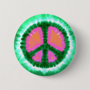 Electric Tie-Dye Peace Sign 2 Inch Round Button