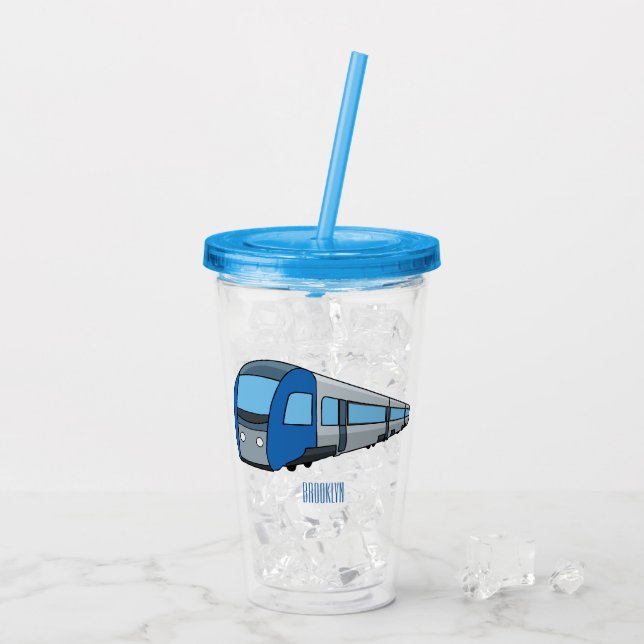 Electric train cartoon illustration acrylic tumbler (Back Ice)