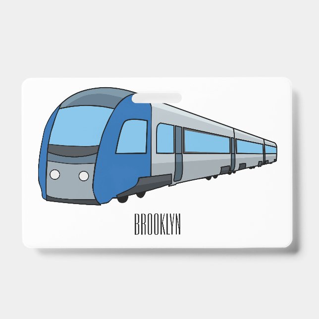 Electric train cartoon illustration badge (Front)