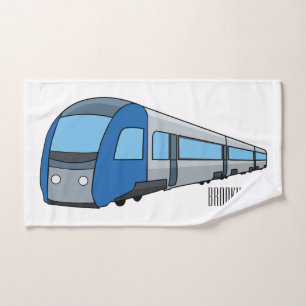 Electric train cartoon illustration bath towel set