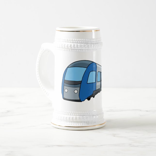 Electric train cartoon illustration beer stein (Front Left)