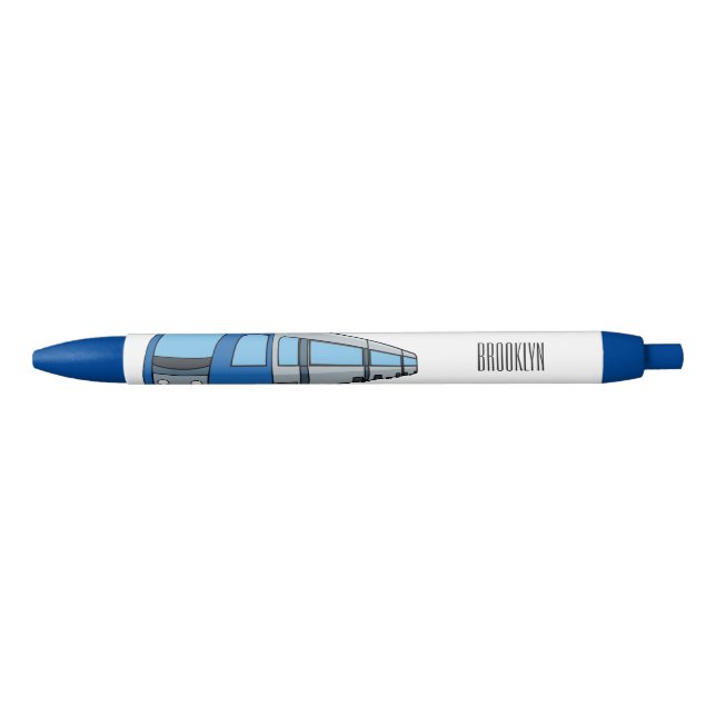 Electric train cartoon illustration black ink pen (Front)