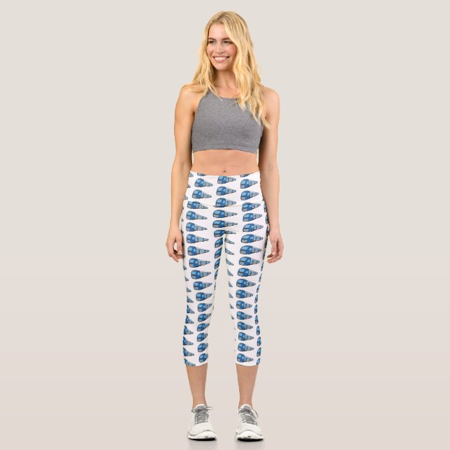 Electric train cartoon illustration capri leggings (Front)