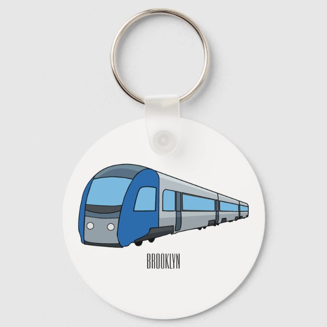 Electric train cartoon illustration keychain (Front)