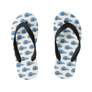 Electric train cartoon illustration kid's flip flops