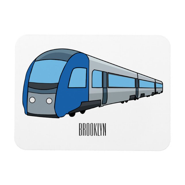 Electric train cartoon illustration magnet (Horizontal)