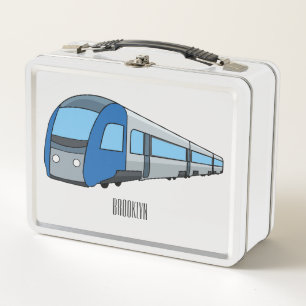 Electric train cartoon illustration metal lunch box