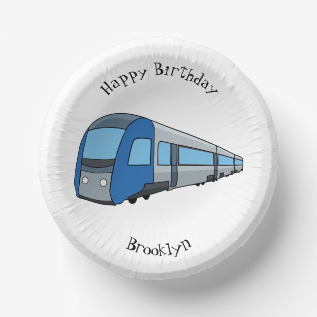 Electric train cartoon illustration paper plate (Front)