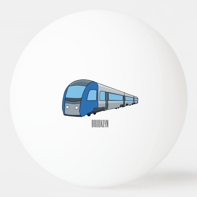 Electric train cartoon illustration ping pong ball (Front)