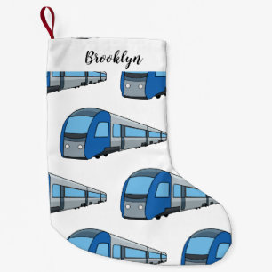 Electric train cartoon illustration small christmas stocking