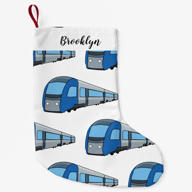 Electric train cartoon illustration small christmas stocking (Front)