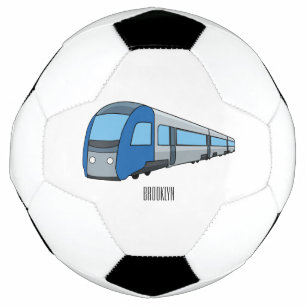 Electric train cartoon illustration soccer ball