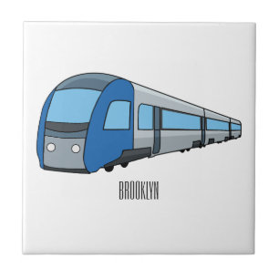 Electric train cartoon illustration tile