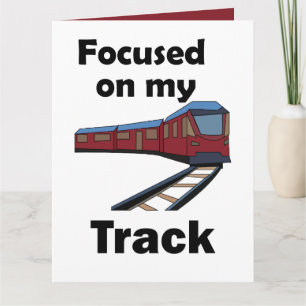 Electric Train Focused On My Track Train Party Card