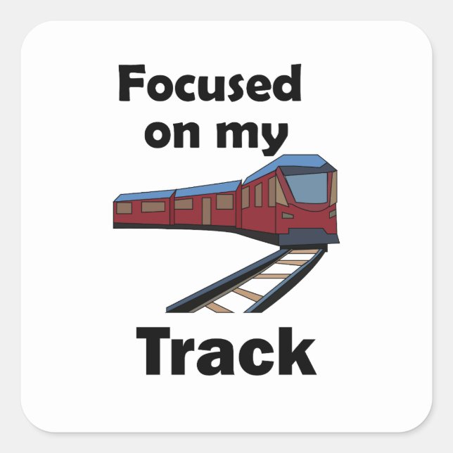 Electric Train Focused On My Track Train Party Square Sticker (Front)