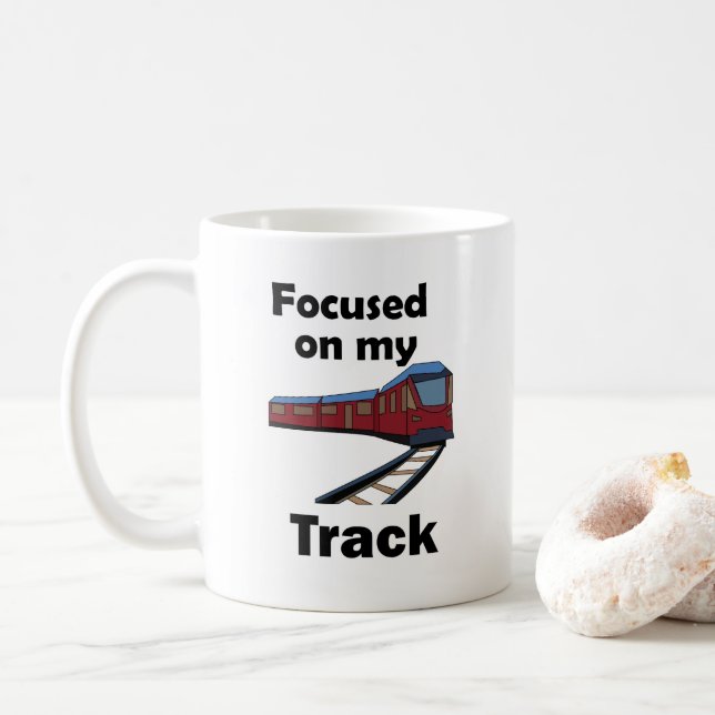 Electric Train Focused On My Track Train Quote Coffee Mug (With Donut)