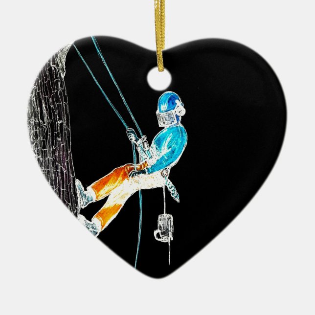Electric  Tree Surgeon Arborist chainsaw Ceramic Ornament (Front)