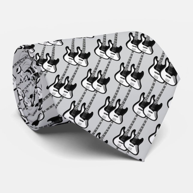 Electric Two Guitar Pattern  Tie (Rolled)