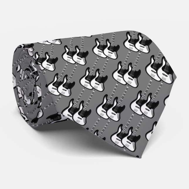 Electric Two Guitar Pattern Tie (Rolled)