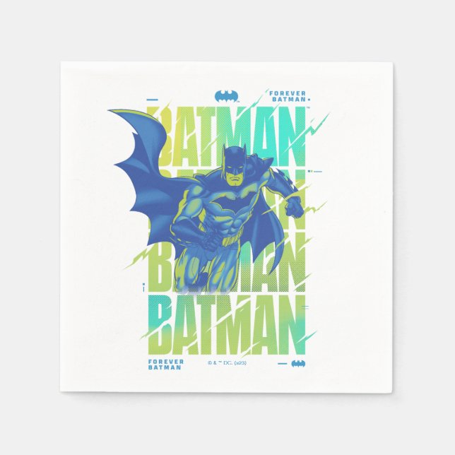 Electric Up Batman Running Through Typography Napkin (Front)