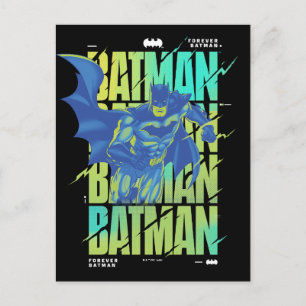 Electric Up Batman Running Through Typography Postcard