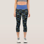 Electric Up Batman Symbol Capri Leggings<br><div class="desc">Check out this electric Batman Symbol with green and blue halftone effects!</div>