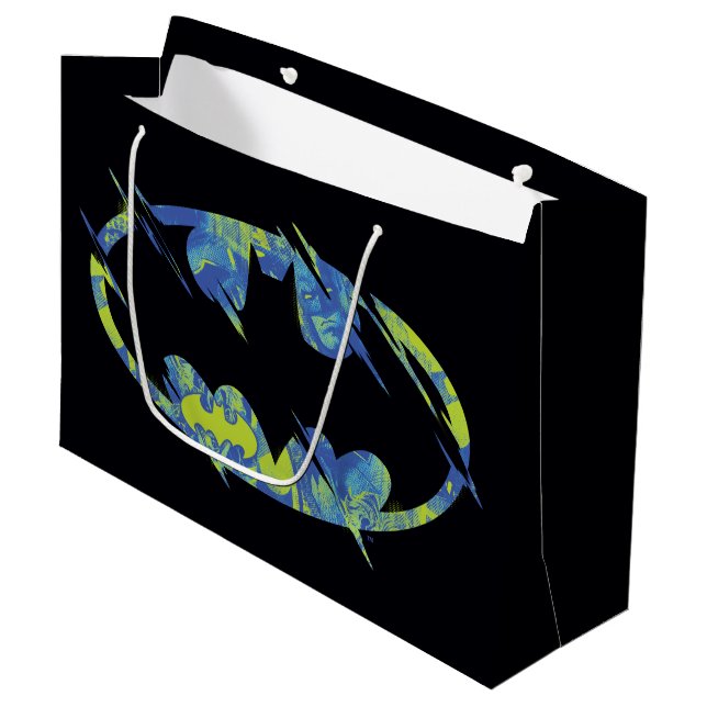 Electric Up Batman Symbol Large Gift Bag (Front Angled)
