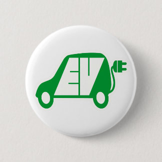 Electric Vehicle Green EV Icon Logo - Badge 2 Inch Round Button