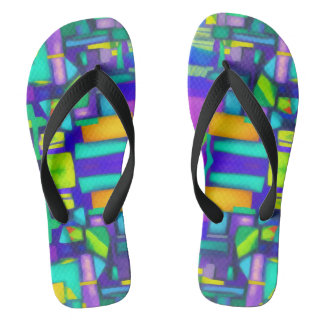 Electric Vibes Dreams Stylish Vintage Abstract Art Flip Flops