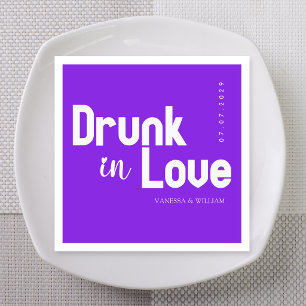 Electric Violet Drunk in Love Custom Names Napkin