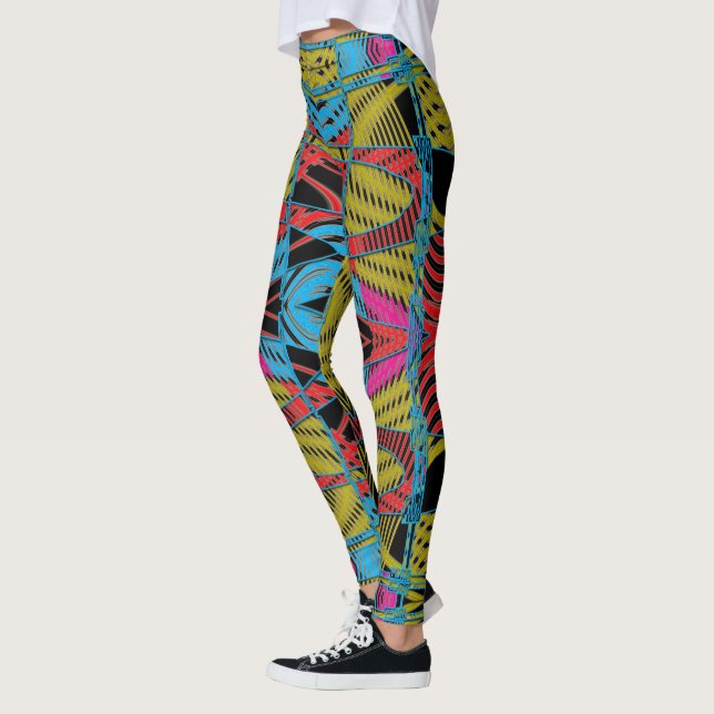 Electric Vortex Leggings – Neon Techno Circuit  (Left)