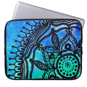Electric Watercolor Mandala Laptop Sleeve. Sleeve